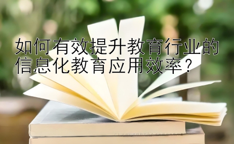 如何有效提升教育行业的信息化教育应用效率？