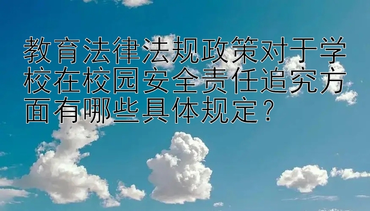 教育法律法规政策对于学校在校园安全责任追究方面有哪些具体规定？